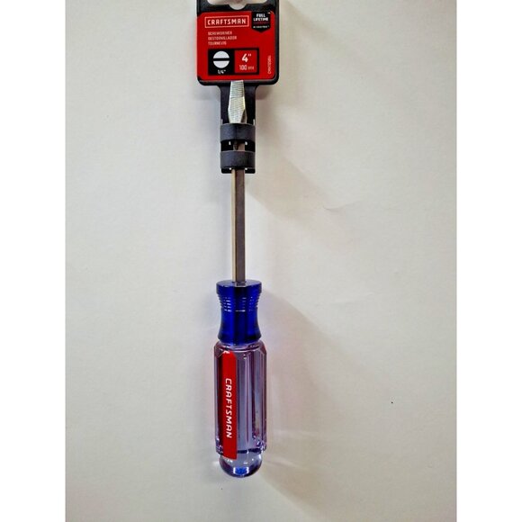 New Craftsman Screwdriver Slotted/Flat, 1/4 inch, 4" (100mm), CMHT65014, SAE - Picture 1 of 3